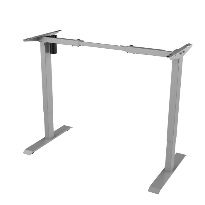 Höhenverstellbarer Schreibtisch Gestell Schreibtischgestell Basic mit Belastbarkeit bis 70 kg und 1 Motor in Grau Seitlich