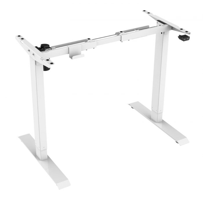 Höhenverstellbarer Schreibtisch Gestell Schreibtischgestell Basic mit Belastbarkeit bis 70 kg und 1 Motor in Weiß Seitlich