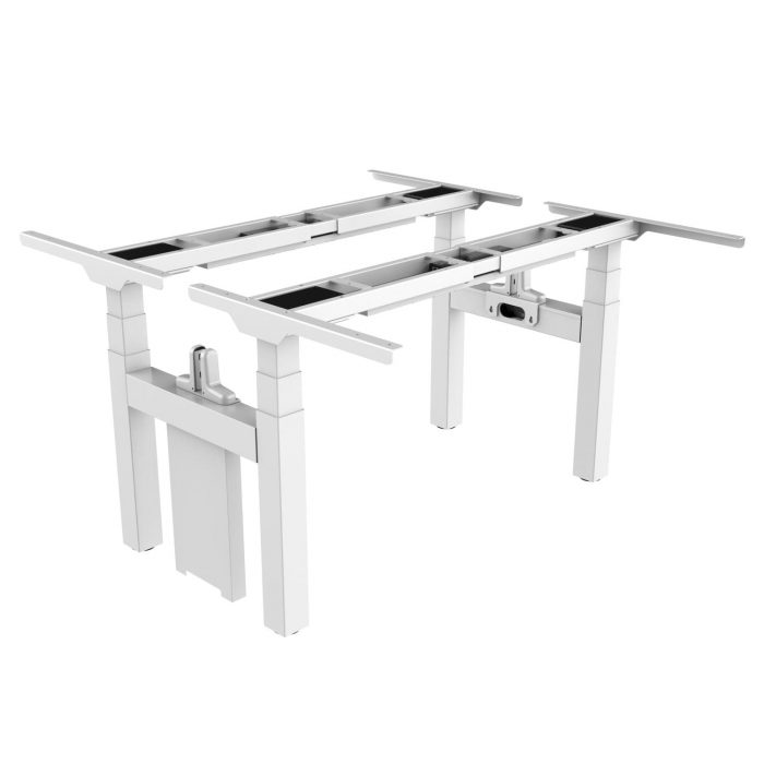 Höhenverstellbarer Schreibtisch Gestell Schreibtischgestell Doppel-Pro+ mit Belastbarkeit bis 2x125 kg und 4 Motoren Kollisionsschutz LED-Anzeige in Weiß