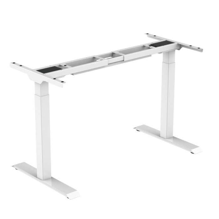 Höhenverstellbarer Schreibtisch Gestell Schreibtischgestell Pro mit Belastbarkeit bis 100 kg und 2 Motoren Kollisionsschutz LED-Anzeige in Weiß Seitlich