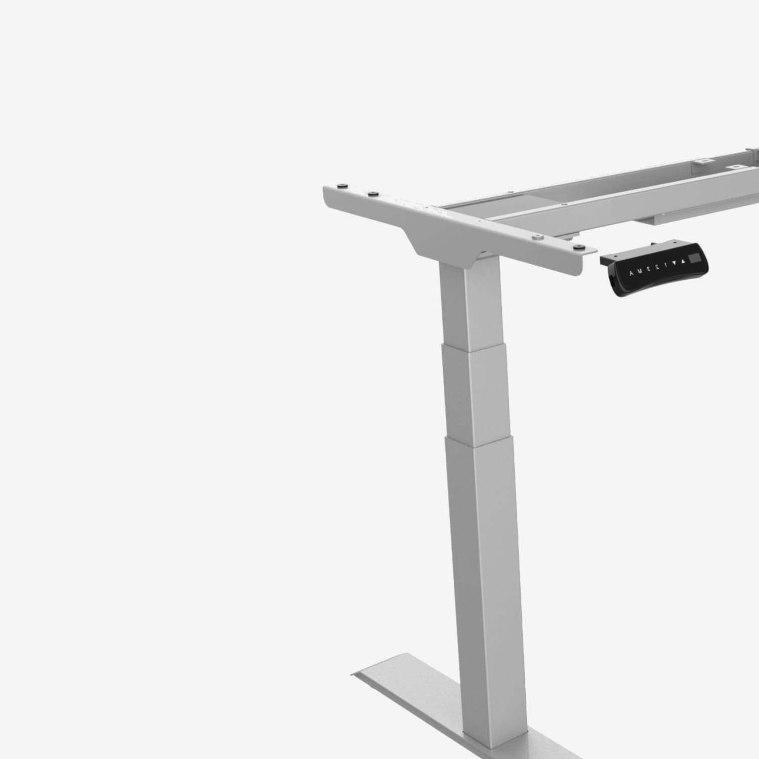 Höhenverstellbarer Schreibtisch Gestell Schreibtischgestell Pro+ mit Belastbarkeit bis 125 kg und 2 Motoren Kollisionsschutz LED-Anzeige in Grau Seitlich Intro