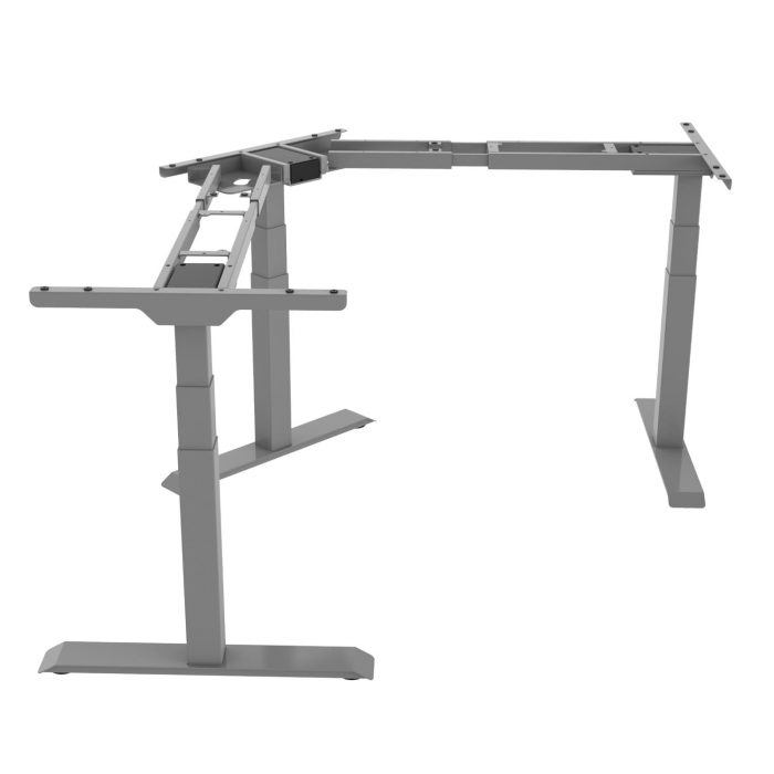 Höhenverstellbarer Schreibtisch Gestell Schreibtischgestell für Eckschreibtisch Pro+ mit Belastbarkeit bis 150 kg und 3 Motoren Kollisionsschutz LED-Anzeige in Grau Seitlich