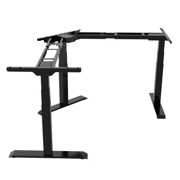 Höhenverstellbarer Schreibtisch Gestell Schreibtischgestell für Eckschreibtisch Pro+ mit Belastbarkeit bis 150 kg und 3 Motoren Kollisionsschutz LED-Anzeige in Schwarz Seitlich