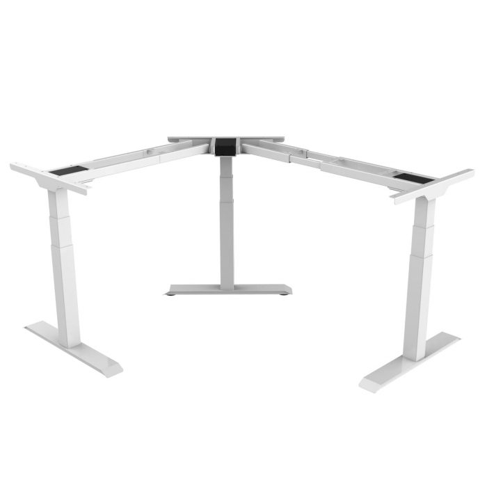 Höhenverstellbarer Schreibtisch Gestell Schreibtischgestell für Eckschreibtisch Pro+ mit Belastbarkeit bis 150 kg und 3 Motoren Kollisionsschutz LED-Anzeige in Weiß