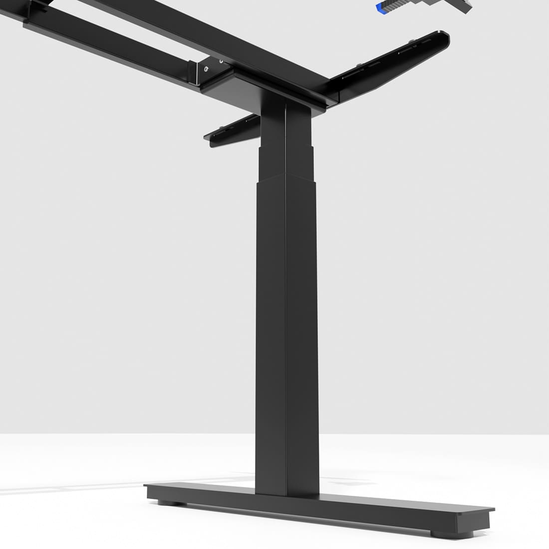 Höhenverstellbarer Schreibtisch Gestell Schwarz Pro Longlife von unten innen rechte Seite