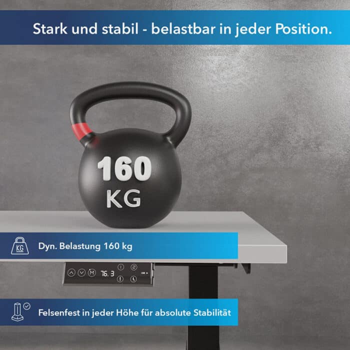Darstellung Bürotisch Pro mit extremer dynamische Tragkraft von 160 Kg