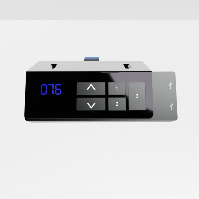 Handset von Höhenverstellbaren Schreibtisch Jack LongLife Pro mit zwei USB-Eingängen und 3 Memory Funktionen