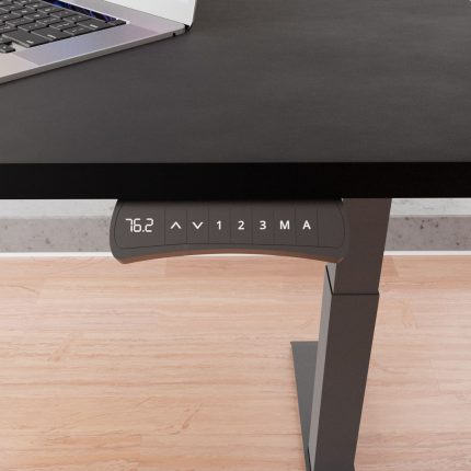 Höhenverstellbarer Schreibtisch JacksProPlus® elektrisch inklusive Schwarz Tischplatte Tischgestell Schwarz Bedienelement