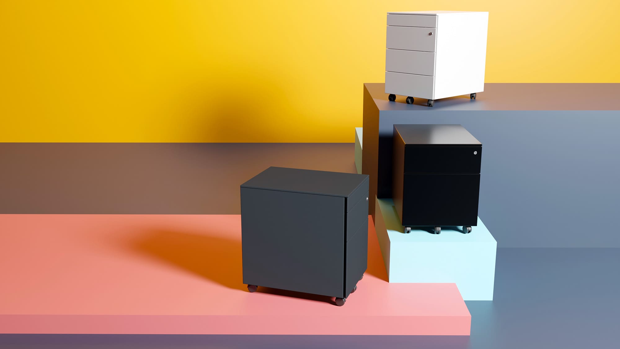 Promotion Rollcontainer fuer Schreibtisch aus Metall in verschiedenen Farben Desktop