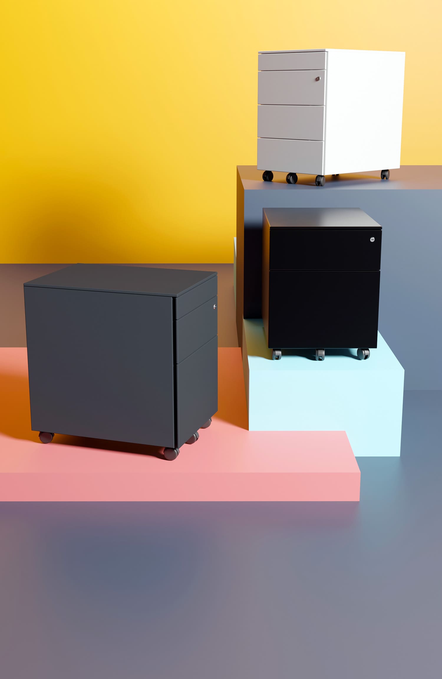 Promotion Rollcontainer fuer Schreibtisch aus Metall in verschiedenen Farben Mobile