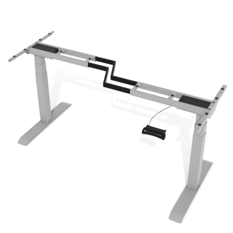 Schreibtischgestell elektrisch hoehenverstellbar fuer curved Tischplatten mit Z Stange Advance grau
