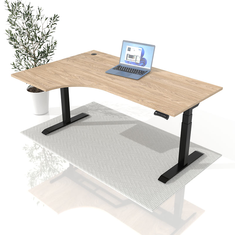 Elektrisch hoehenverstellbarer Schreibtisch Advance mit einer Curved Tischplatte inere Abrundung fuer mehr Ergonomie