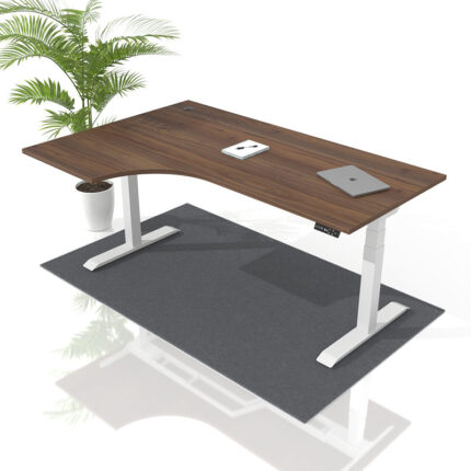 Hoehenverstellbarer Schreibtisch Pro mit Abgerundeter gebogene Tischplatte Nussbaum
