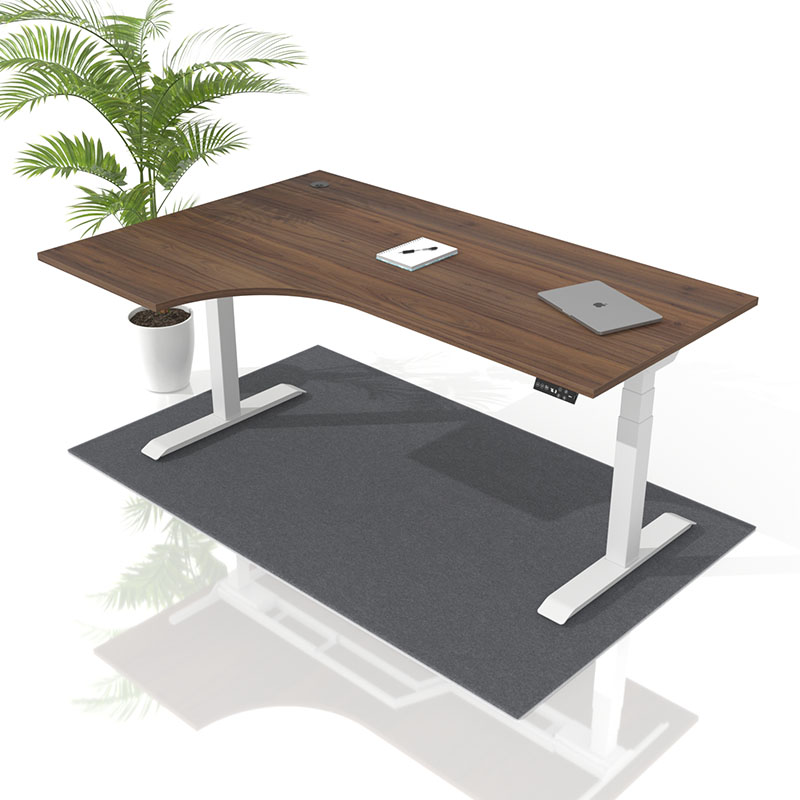 Hoehenverstellbarer Schreibtisch Pro mit Abgerundeter gebogene Tischplatte Nussbaum