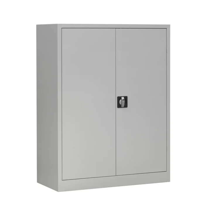 Metallschrank abschließbar, Stahlschrank, Blechschrank Schrank Metall, Grau, Büro, hoch, 3 OH
