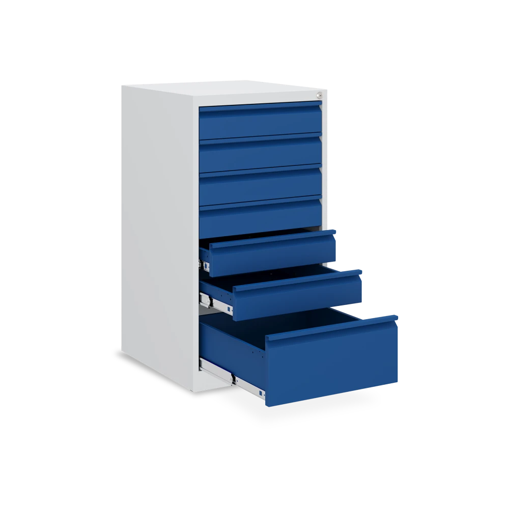 schubladenschrank-7-schubladen-50-cm-enzianblau schubladenschrank 7 schubladen 50 cm enzianblau