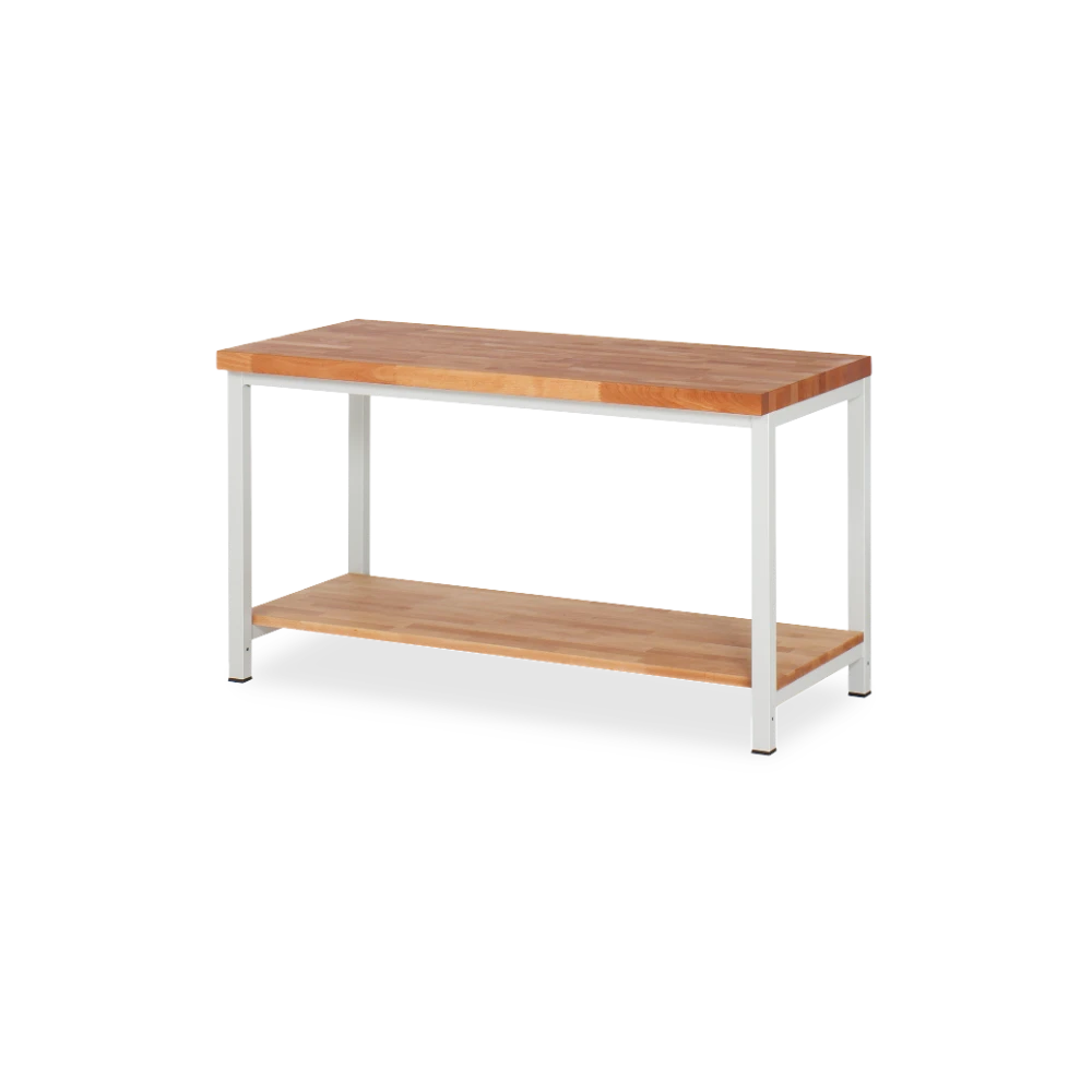 03_8000-7-157B4S.12 Profi-Werkbank Basic-8 – holz Ablageboden (750 mm–2000 mm) – Detailansicht