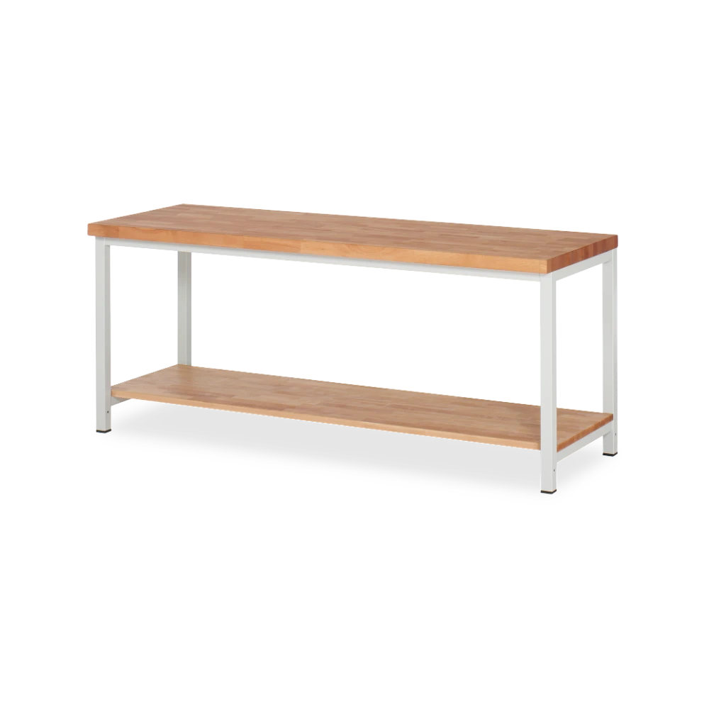 03_8000-7-207B4S.12 Profi-Werkbank Basic-8 – holz Ablageboden (750 mm–2000 mm) – Detailansicht