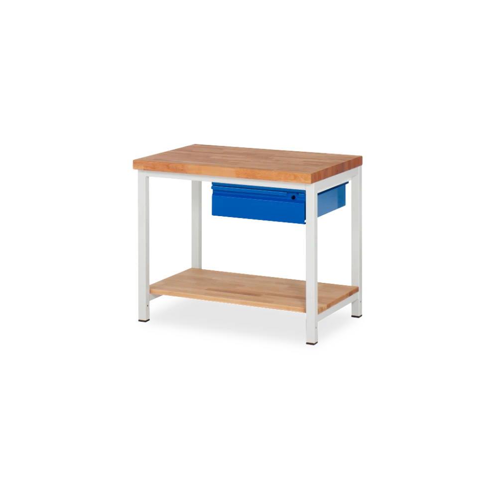 03_8001I7-107B4S.11 Profi-Werkbank Basic-8 – holz Ablageboden 1 schublade (750 m – Detailansicht