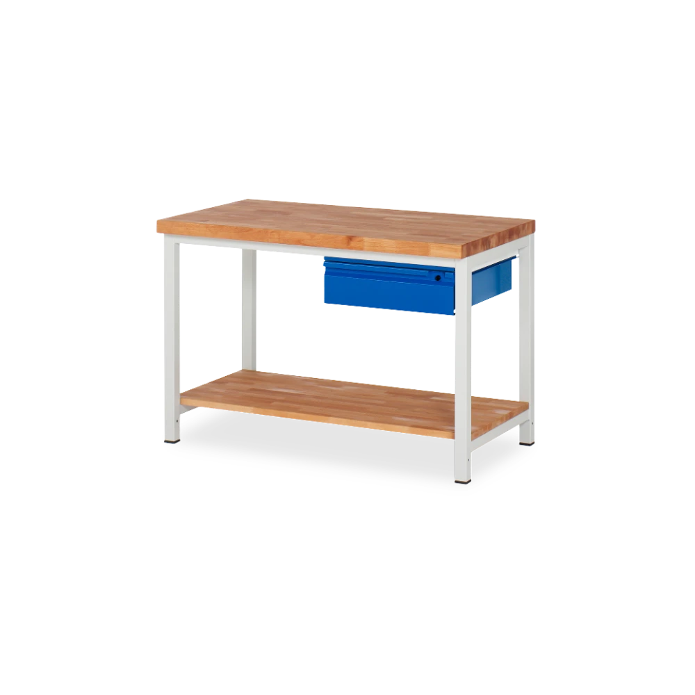 03_8001I7-127B4S.11 Profi-Werkbank Basic-8 – holz Ablageboden 1 schublade (750 m – Detailansicht