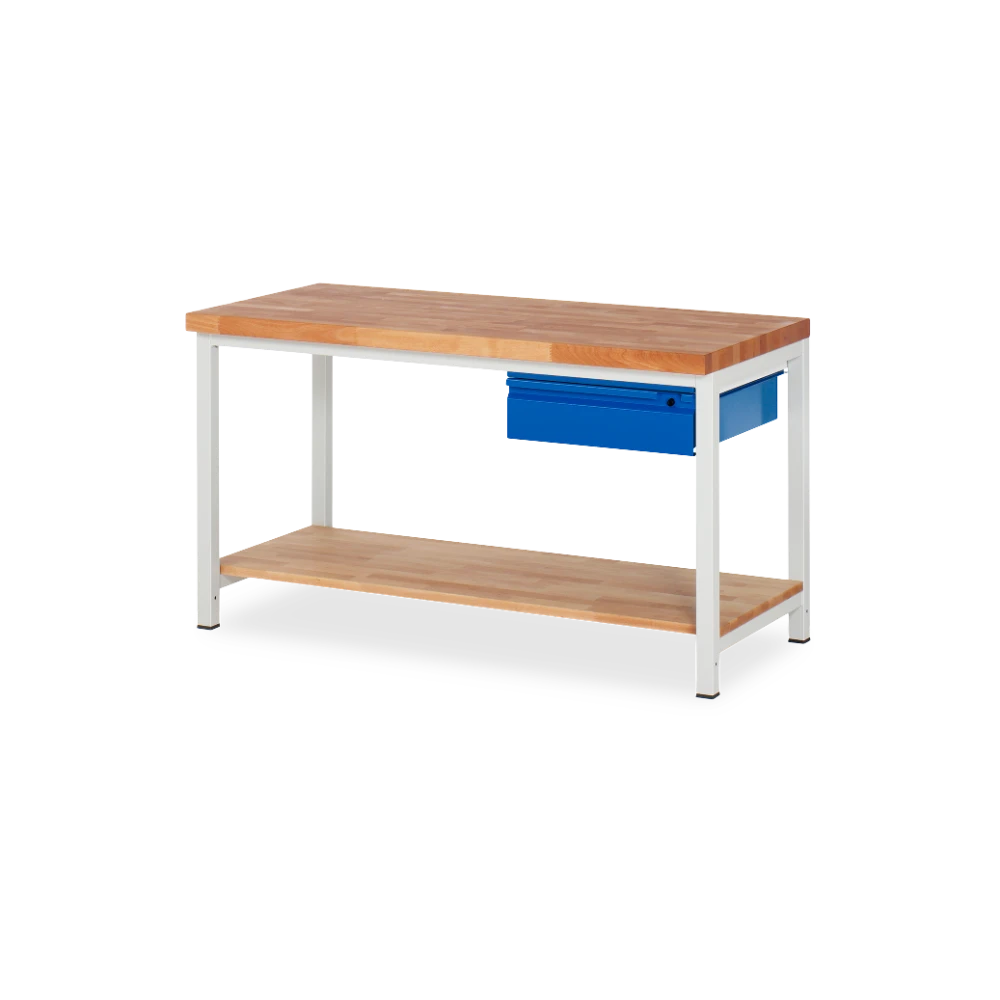 03_8001I7-157B4S.11 Profi-Werkbank Basic-8 – holz Ablageboden 1 schublade (750 m – Detailansicht