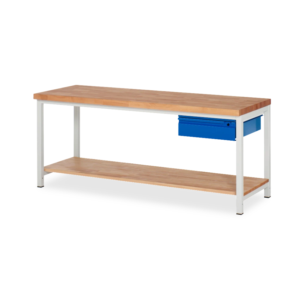 03_8001I7-207B4S.11 Profi-Werkbank Basic-8 – holz Ablageboden 1 schublade (750 m – Detailansicht