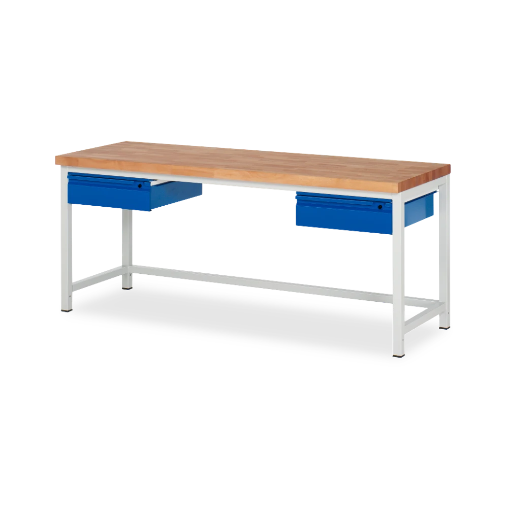 03_8002I1-207B4S.11 Profi-Werkbank Basic-8 – 2 schubladen (1250 mm–2000 mm) – Detailansicht