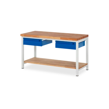Profi-Werkbank Basic-8 – holz Ablageboden 2 schubladen (1250 – Detailansicht