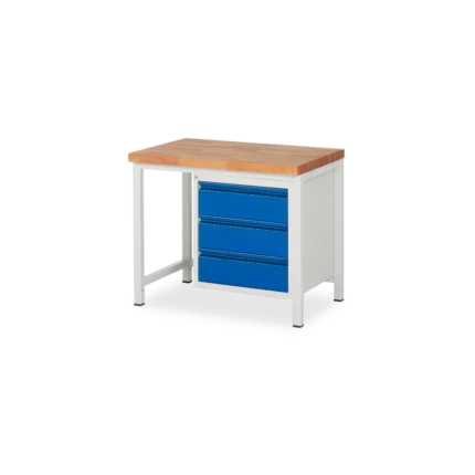 Profi-Werkbank Basic-8 – 3 schubladen (750 mm–2000 mm) – Detailansicht