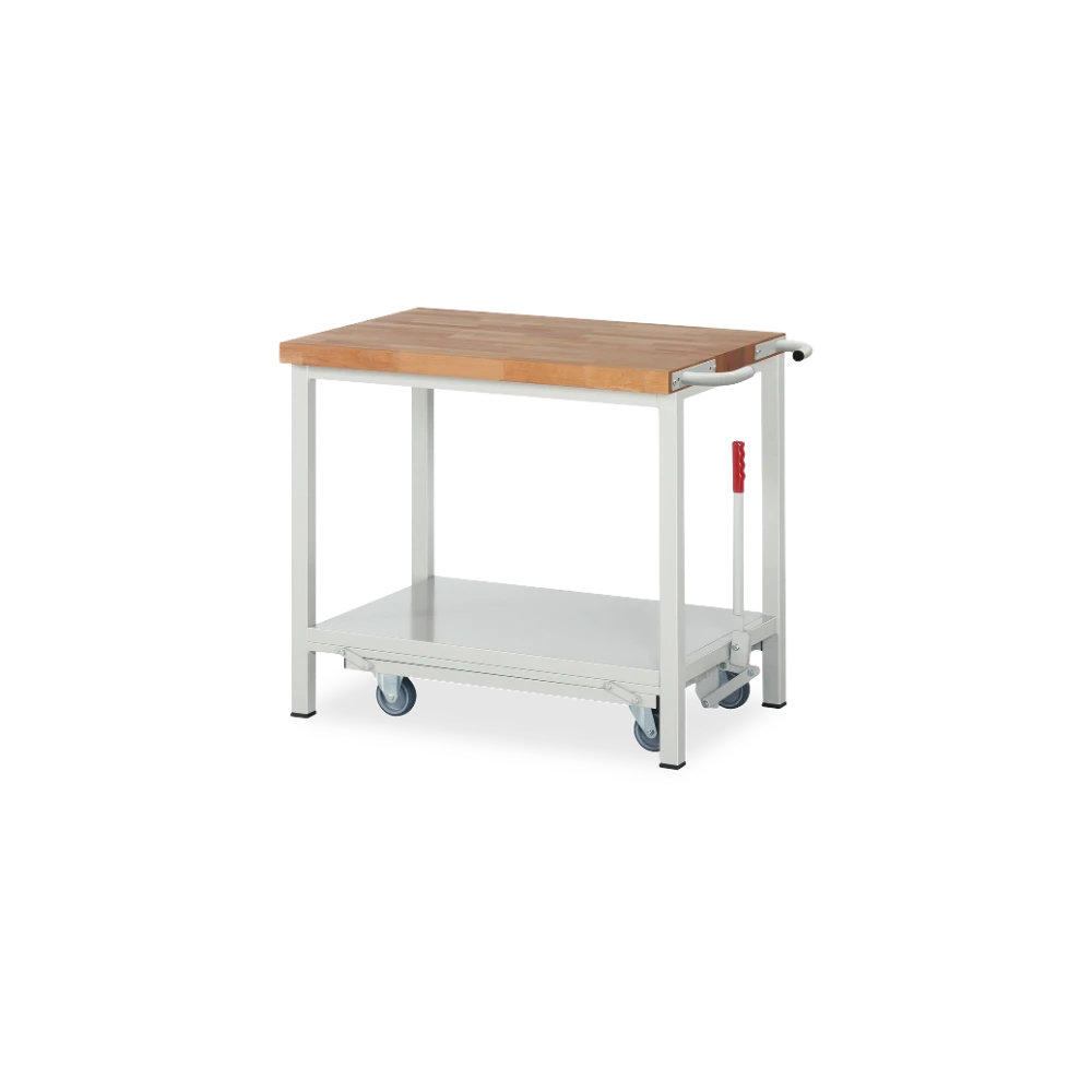 05_8000-6-107B4F.12 Fahrbare Werkbank Basic-8 absenkbar – Ablageboden (750 mm–20 – Detailansicht