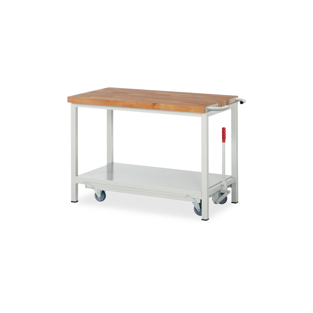 05_8000-6-127B4F.12 Fahrbare Werkbank Basic-8 absenkbar – Ablageboden (750 mm–20 – Detailansicht