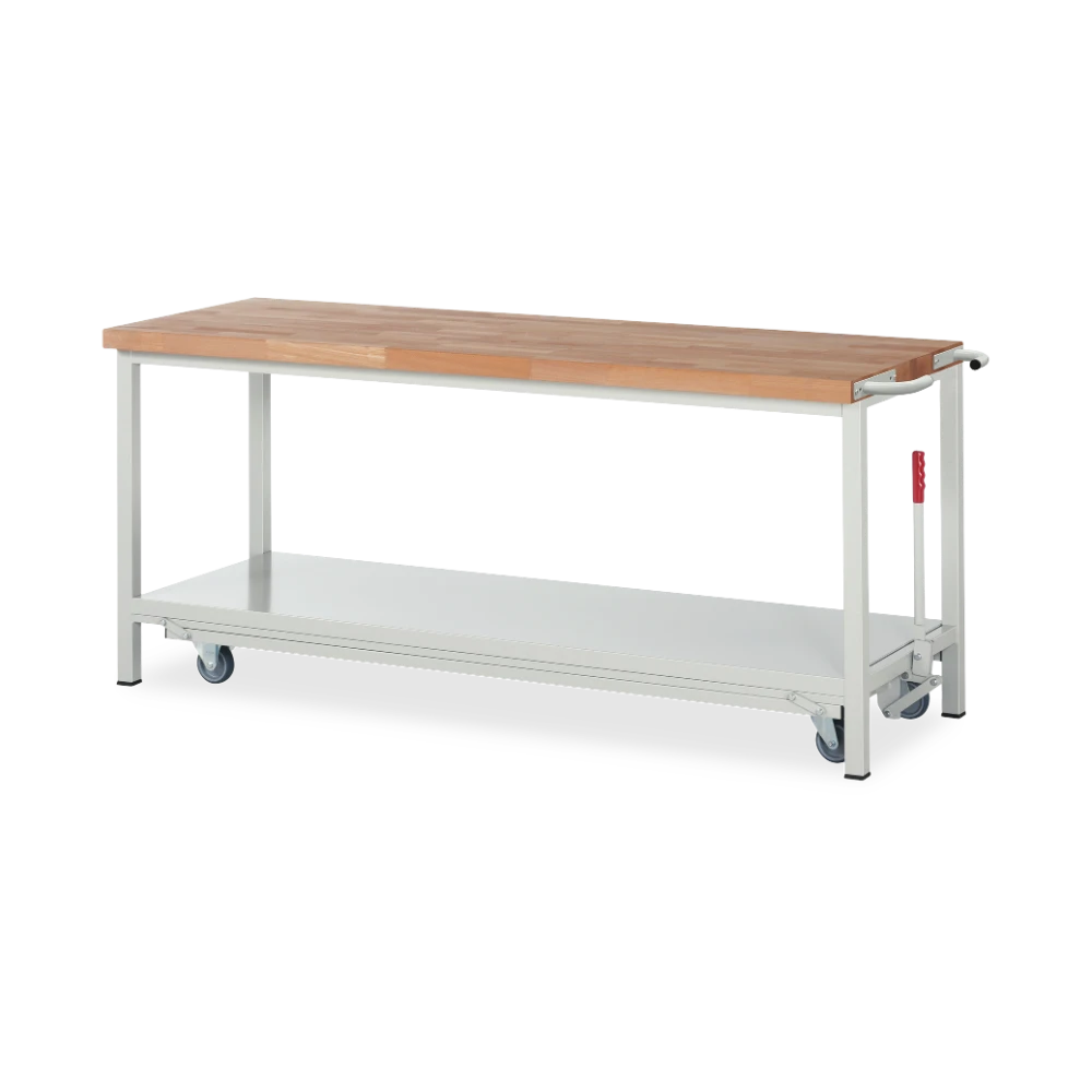 05_8000-6-207B4F.12 Fahrbare Werkbank Basic-8 absenkbar – Ablageboden (750 mm–20 – Detailansicht