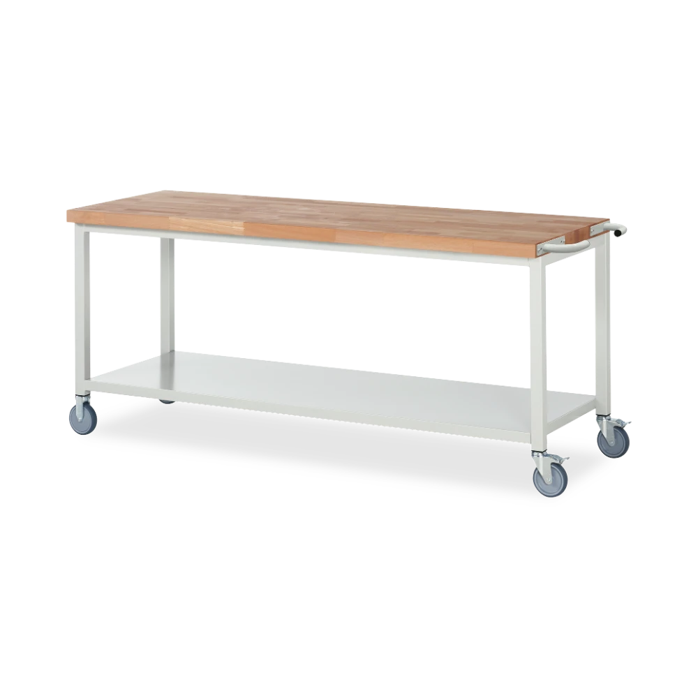 05_8000-6-207B4S.12 Fahrbare Werkbank Basic-8 – Ablageboden (750 mm–2000 mm) – Detailansicht