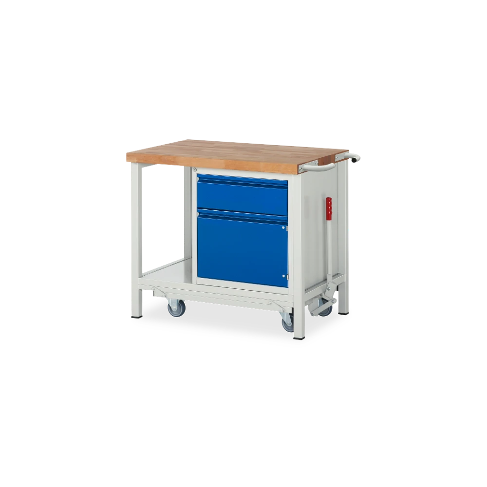 05_8152I6-107B4F.11 Fahrbare Werkbank Basic-8 absenkbar – 1 schublade 1 tuere (7 – Detailansicht