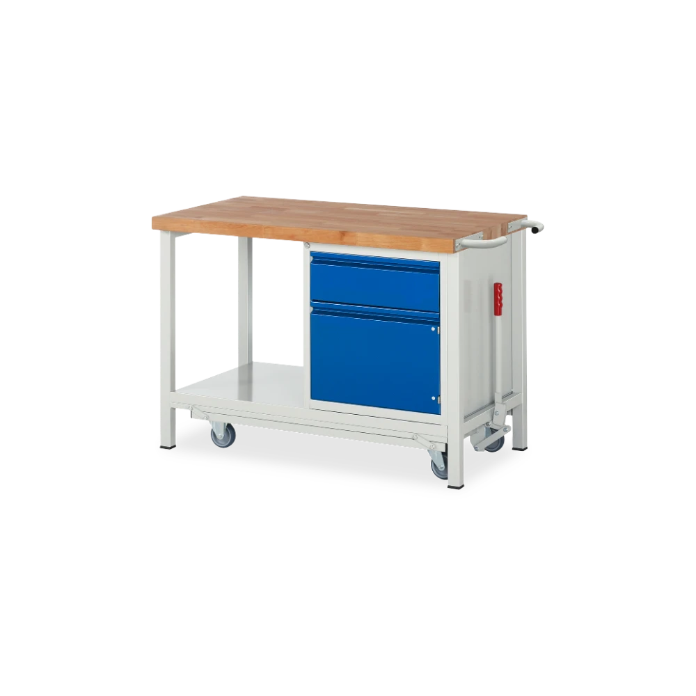 05_8152I6-127B4F.11 Fahrbare Werkbank Basic-8 absenkbar – 1 schublade 1 tuere (7 – Detailansicht