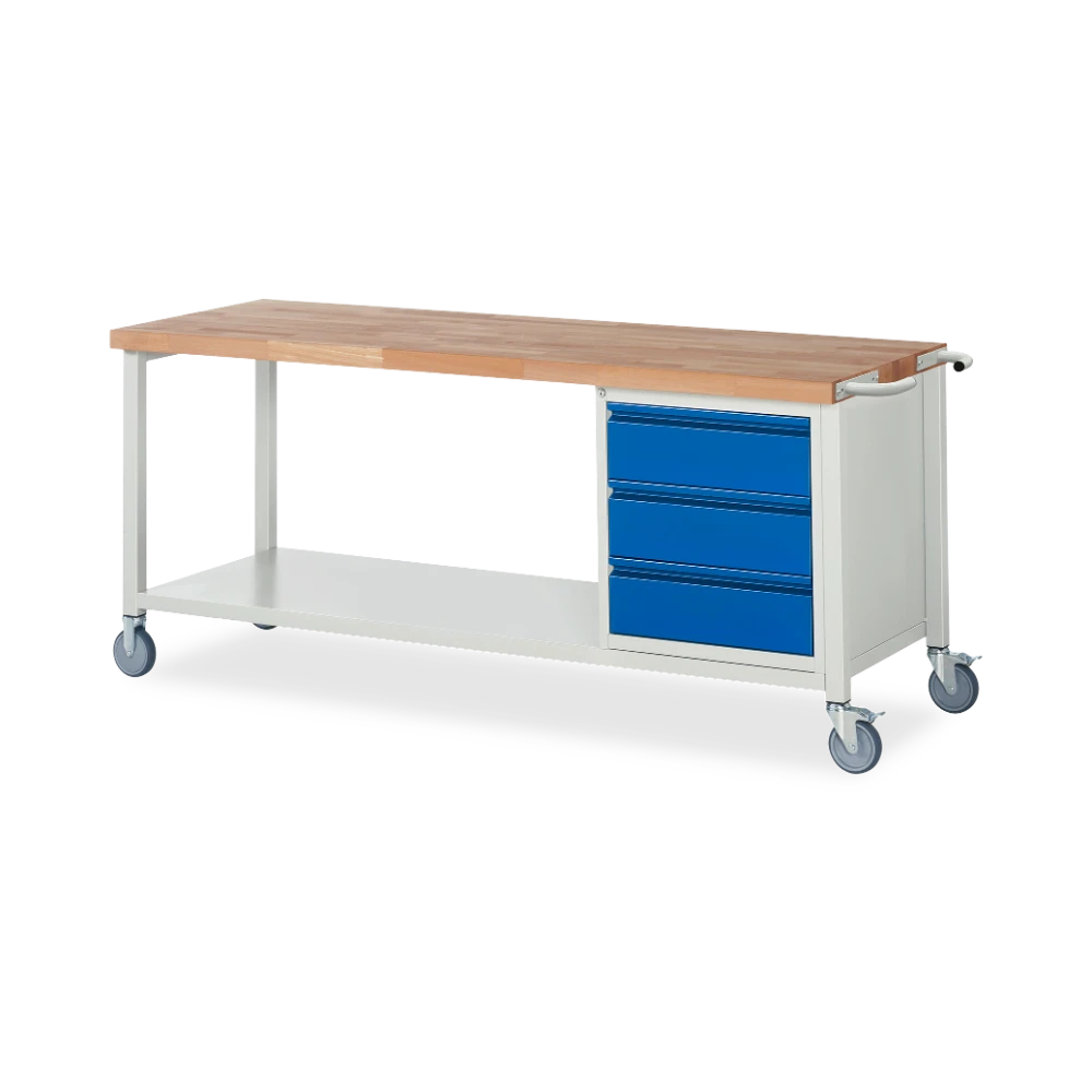 05_8157I6-207B4S.11 Fahrbare Werkbank Basic-8 – 3 schubladen (750 mm–2000 mm) – Detailansicht