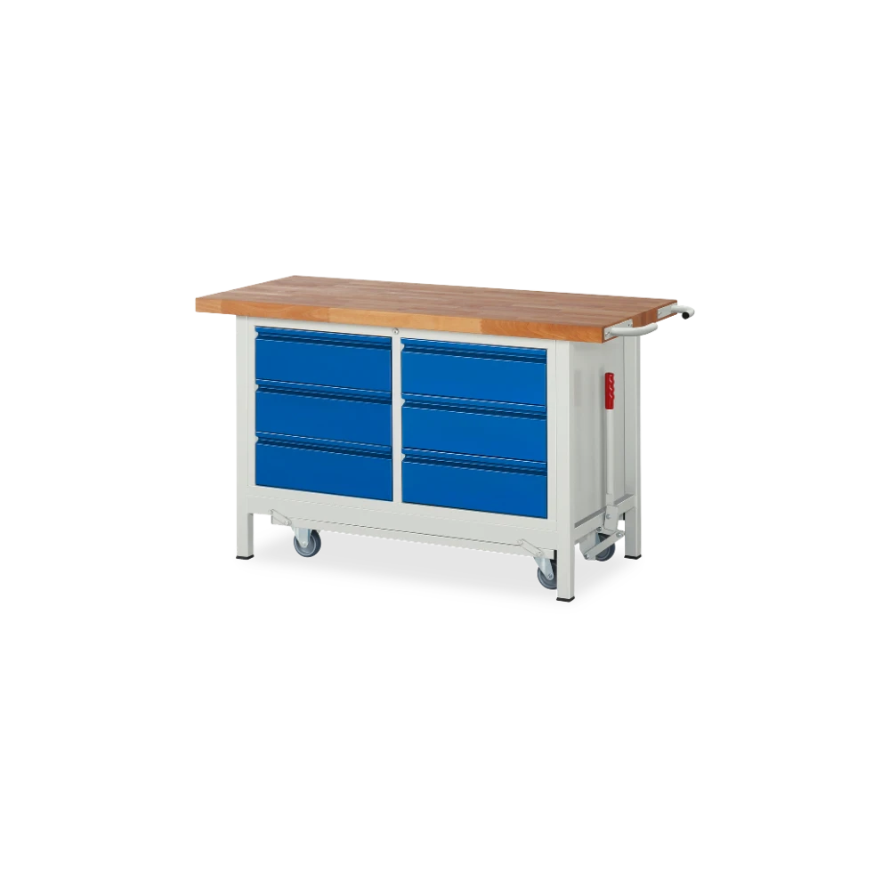 05_8473I2-157B4F.11 Fahrbare Werkbank Basic-8 absenkbar – 6 schubladen (1250 mm– – Detailansicht