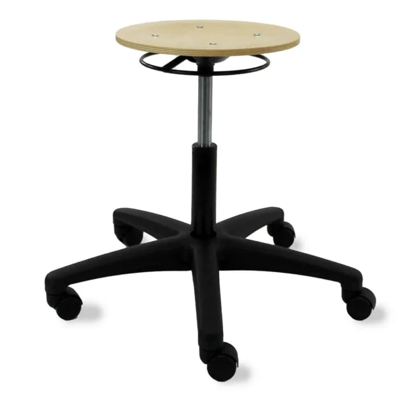 Hocker mit Rollen, Höhenverstellbar, Holz klein Arbeitshocke