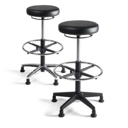 Hocker ohne Rollen, Höhenverstellbar, Leder, Hoch, Gepolster