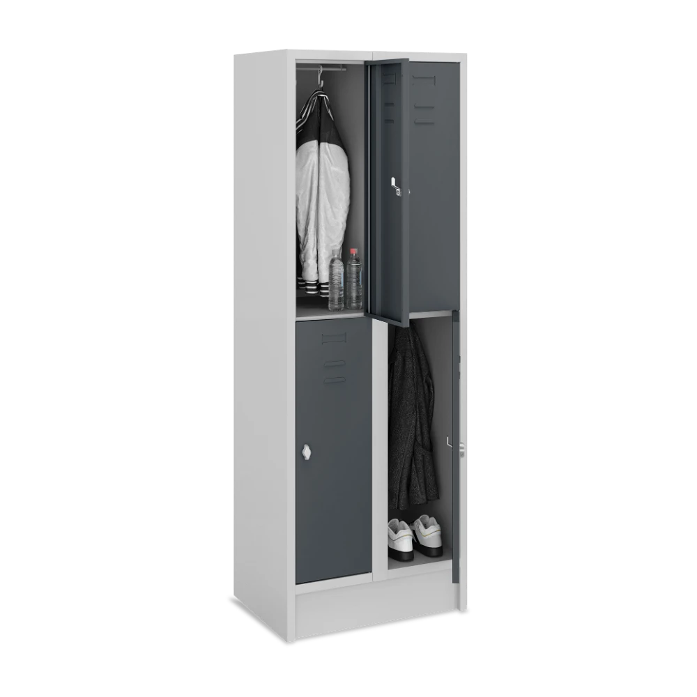 FAECHERSPIND_300-BREIT_2-ABTEILE_OFFEN_7035-7016 Fächerschrank 300 mm Abteilbreite – je 2 Fächer (1 Abteil bi