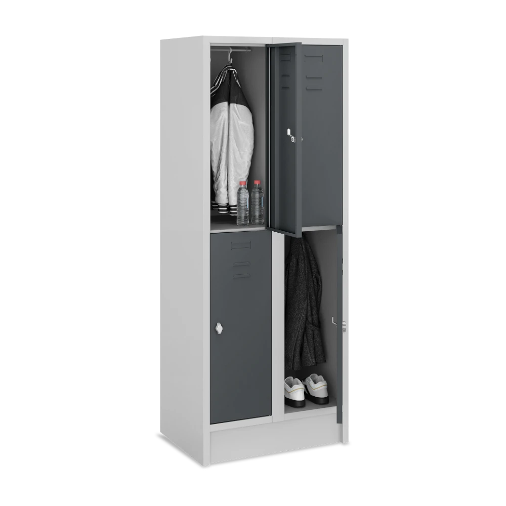 FAECHERSPIND_350-BREIT_2-ABTEILE_OFFEN_7035-7016 Fächerschrank 350 mm Abteilbreite – je 2 Fächer (1 Abteil bi