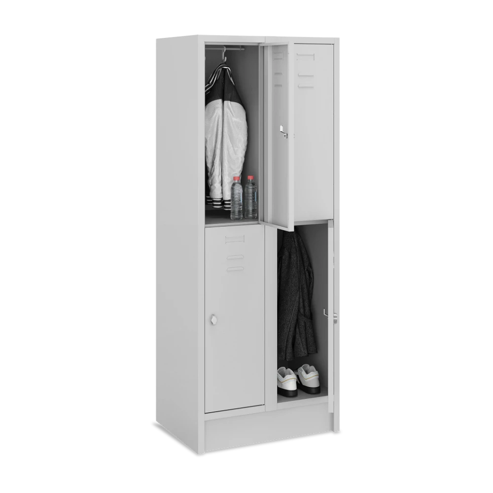 FAECHERSPIND_350-BREIT_2-ABTEIL_OFFEN_7035-7035 Fächerschrank 350 mm Abteilbreite – je 2 Fächer (1 Abteil bi