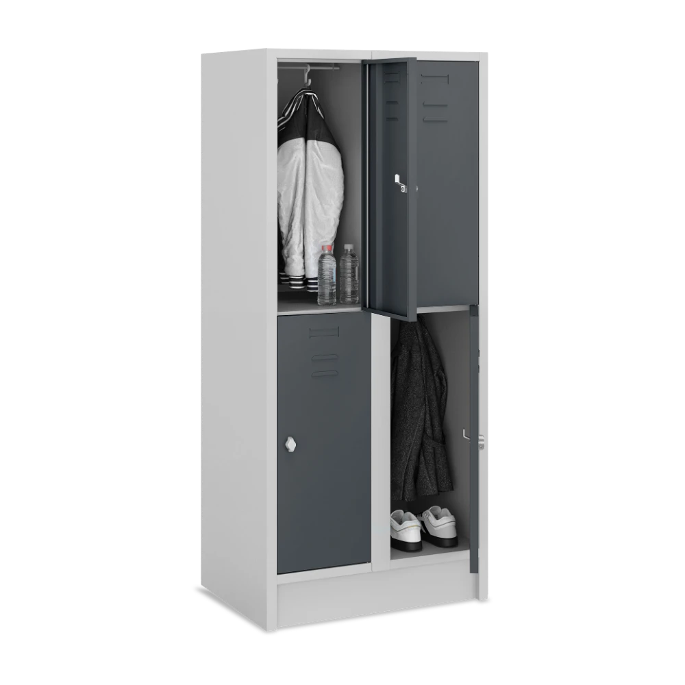 FAECHERSPIND_400-BREIT_2-ABTEILE_OFFEN_7035-7016 Fächerschrank 400 mm Abteilbreite – je 2 Fächer (1 Abteil bi