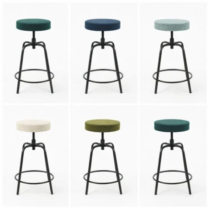 Barhocker Höhenverstellbar, Drehbar, Gepolstert Hocker Blau