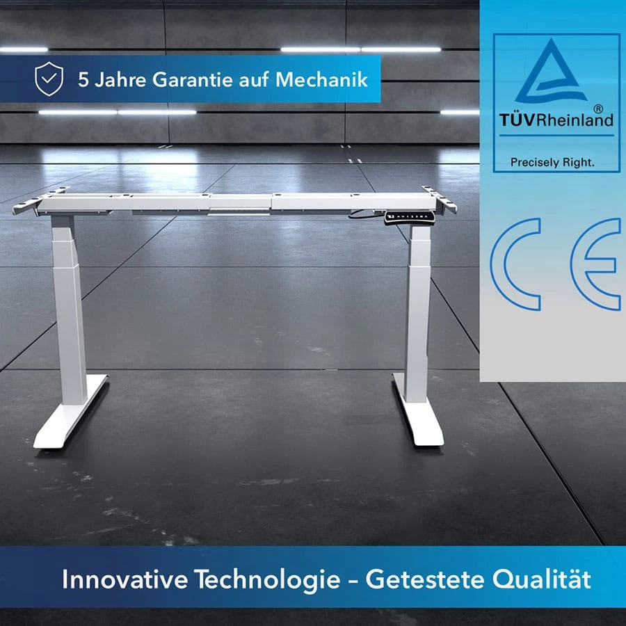 Hoehenverstellbarer-Schreibtisch-mit-5-Jahren-Garantie-auf-die-Mechanik-TUeV-Zertifizierung-und-innovativer-Technologie-fuer-gepruefte-Qualitaet Elektrischer Schreibtisch Höhenverstellbar für Büro und Home