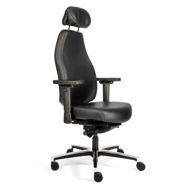 Orthopädischer Bürostuhl Echt-Leder mit Kopfstütze - Thera®