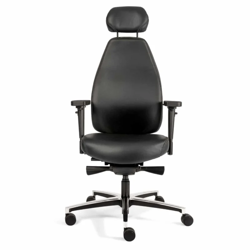 Orthopädischer Bürostuhl Echt-Leder mit Kopfstütze - Thera®