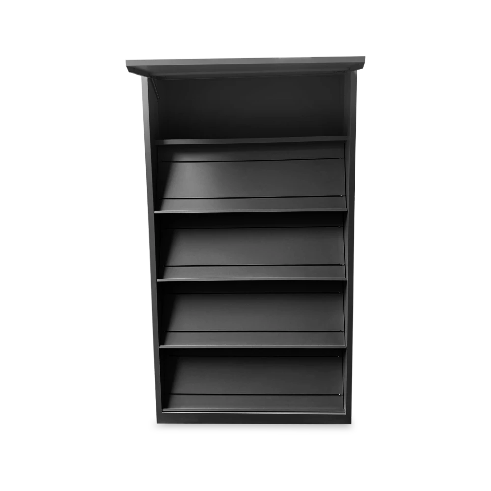 PROSPEKTSCHRANK_N_VAR-02_9005 Prospektschrank mit 5 Schrägfachböden (1000 × 420 × 1950 mm) – Detailansicht