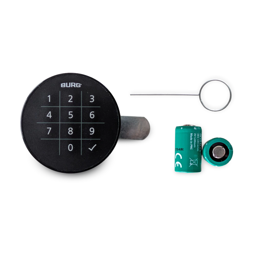 SCHLOSS_ZAHLENCODE-SPIND-SET Elektronisches Codeschloss Flexo Code.RTC – Detailansicht