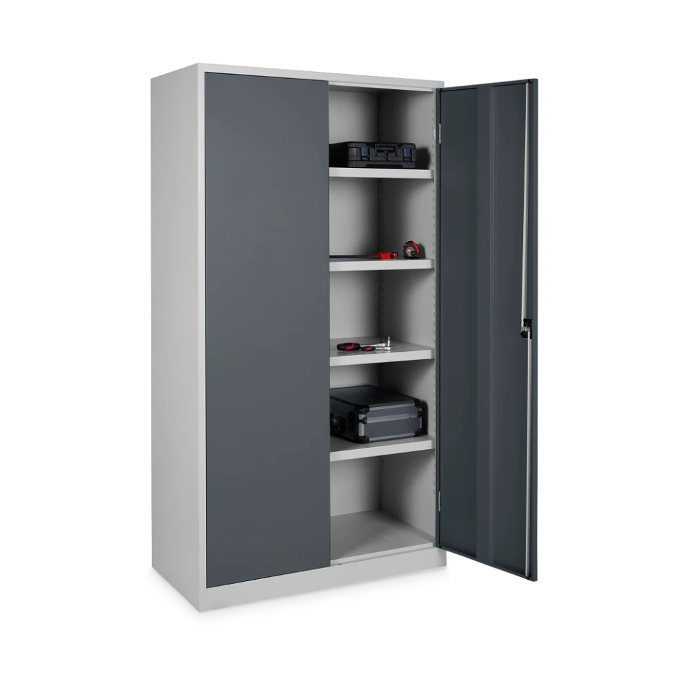 STAHLSCHRANK_5-OH_920-BREIT_500-TIEF_OFFEN_7035-7016 Aktenschrank aus Stahl 920 × 500 mm, 5 OH (920 × 500 × 1950